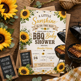 Invitación a barbacoa para baby shower de girasole