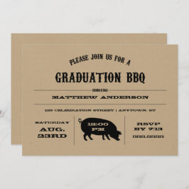 Invitación a barbacoa para graduación de vintage