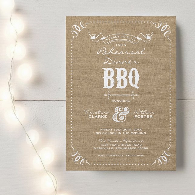 Invitación a barbacoa para la cena de ensayo rústi (Subido por el creador)