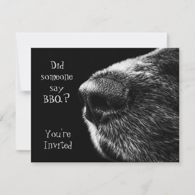 Invitación a barbacoa perro nariz de perro negro y (Anverso)