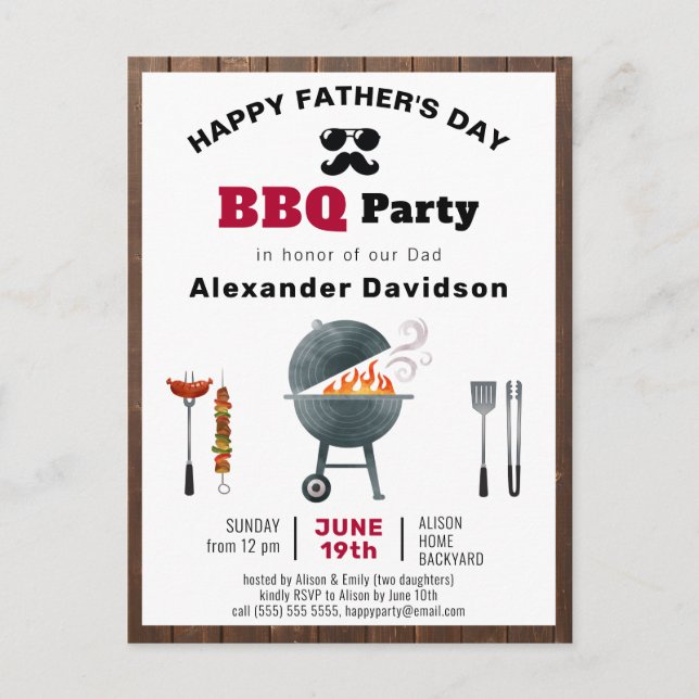 Invitación a barbacoa por el Día de los Padres de  (Anverso)