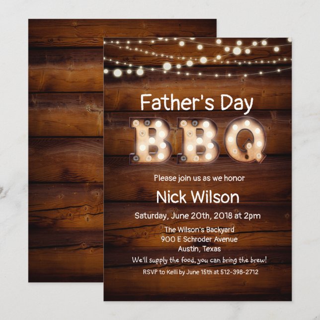 Invitación a barbacoa por el Día Rústico del Padre (Anverso / Reverso)