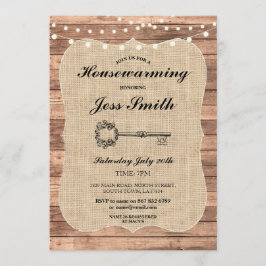 Invitación a barbacoa Rustic Wood Burlap Fiesta qu