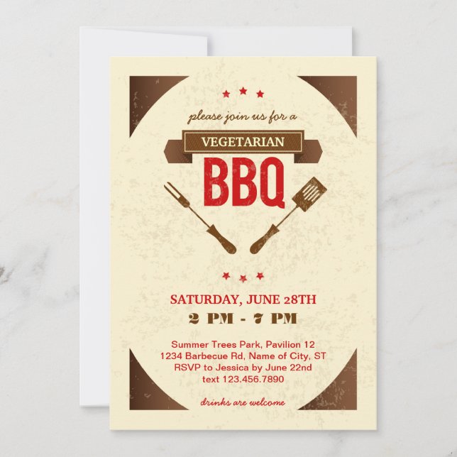 Invitación a barbacoa vegetariana (Anverso)