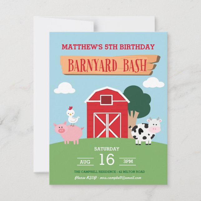 Invitación a Barnyard Bash (Anverso)