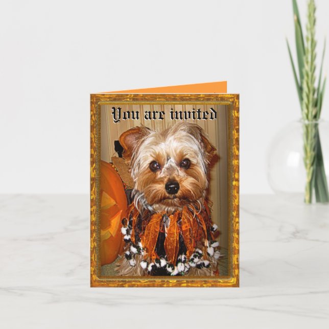 Invitación a Bash Cute Yorkie Halloween (Anverso)