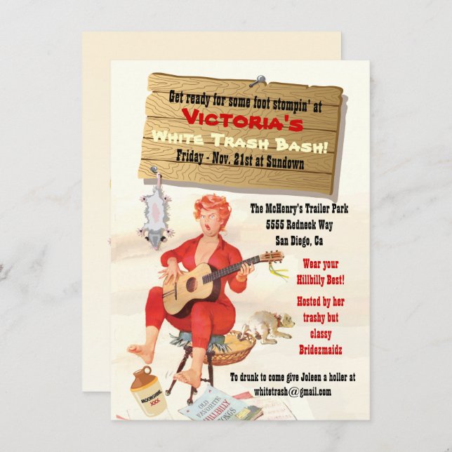 Invitación a Bash de Basura blanca (Anverso / Reverso)