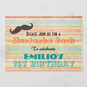 Invitación a Bash de cumpleaños de Mustache