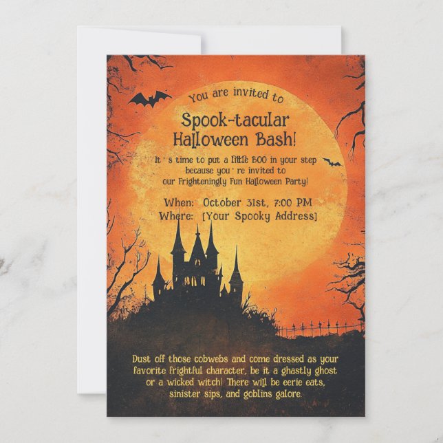 Invitación a Bash de Halloween Spooktacular (Anverso)