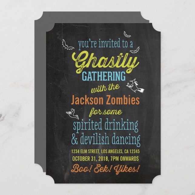 Invitación a Bash de Monstruo de Halloween (Anverso / Reverso)