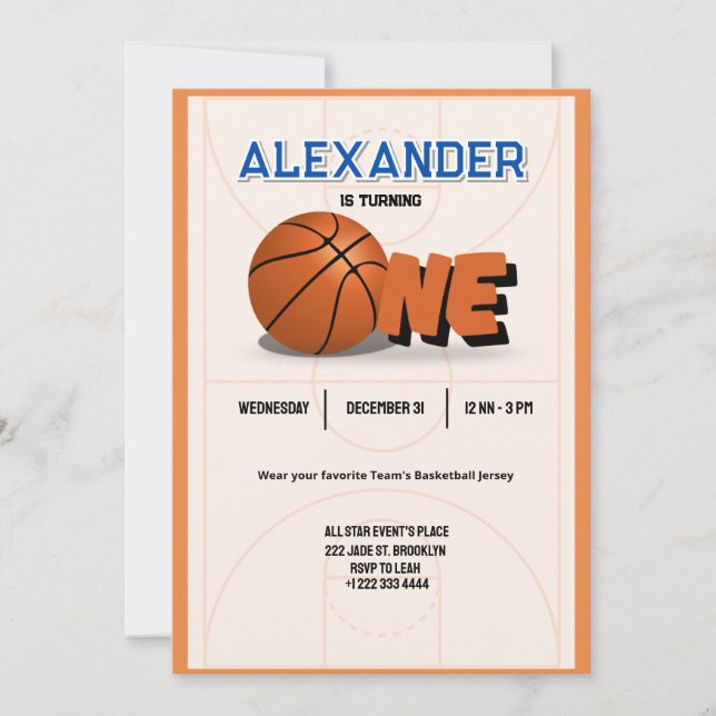 Invitación a Bash de primer cumpleaños de Slam Dun (Anverso)