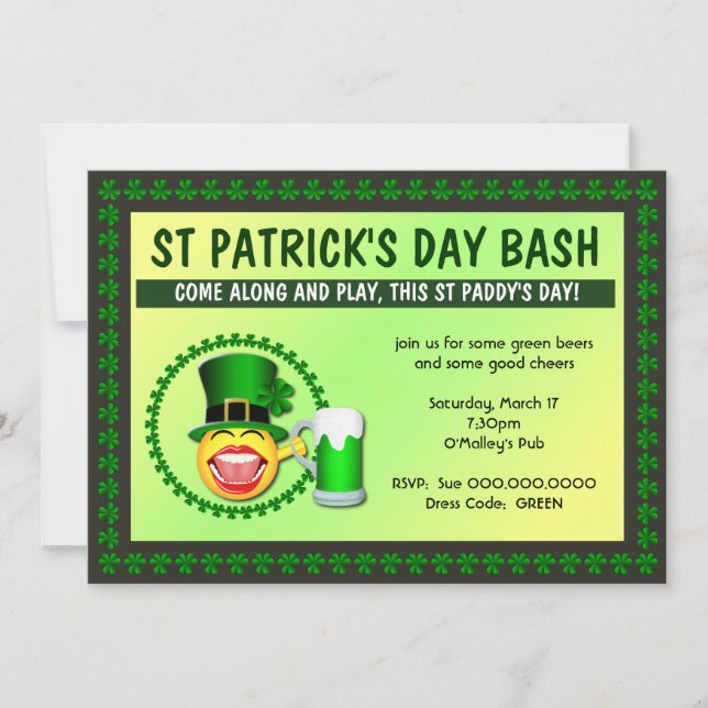 Invitación a Bash del Día de San Patricio (Anverso)