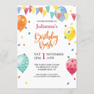 Invitación a Bash por cumpleaños