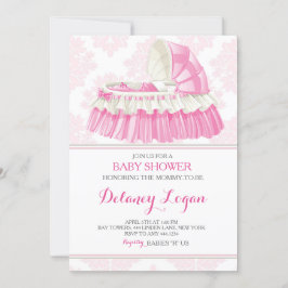 Invitación a Bassinet del Chica de Baby Shower Dam