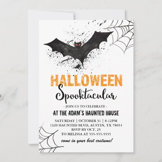 Invitación a Bat de Halloween (Anverso)