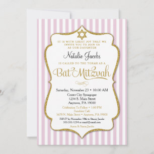 Invitación a Bat Mitzvah Banda Elegante Oro Rosa