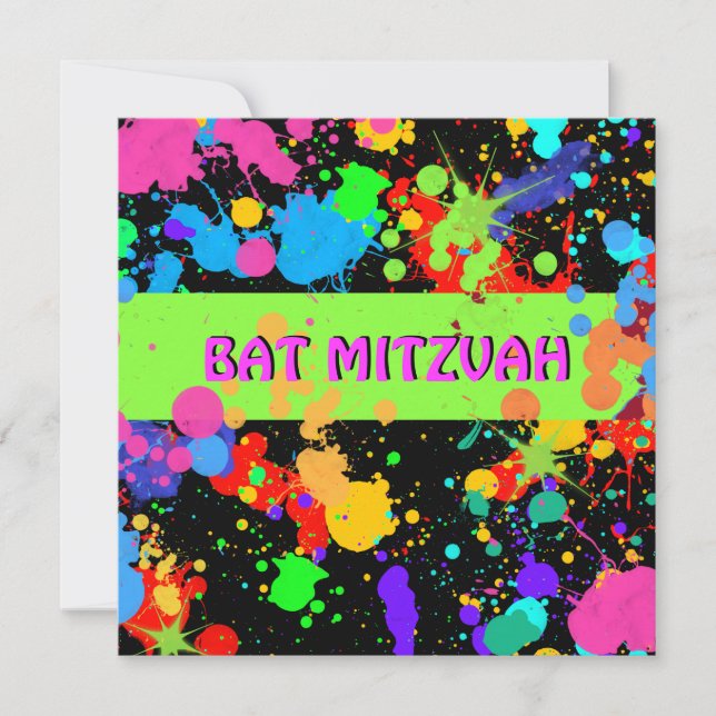 Invitación a Bat Mitzvah, bandeja de pintura de Ne (Anverso)
