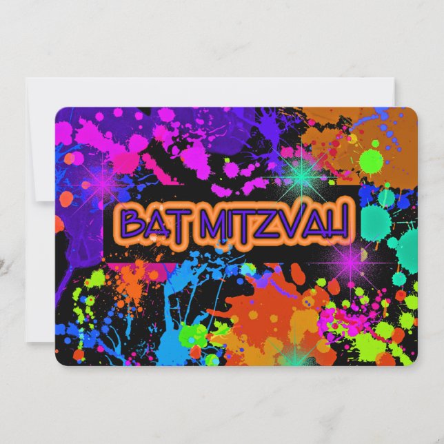 Invitación a Bat Mitzvah, bandeja de pintura de Ne (Anverso)