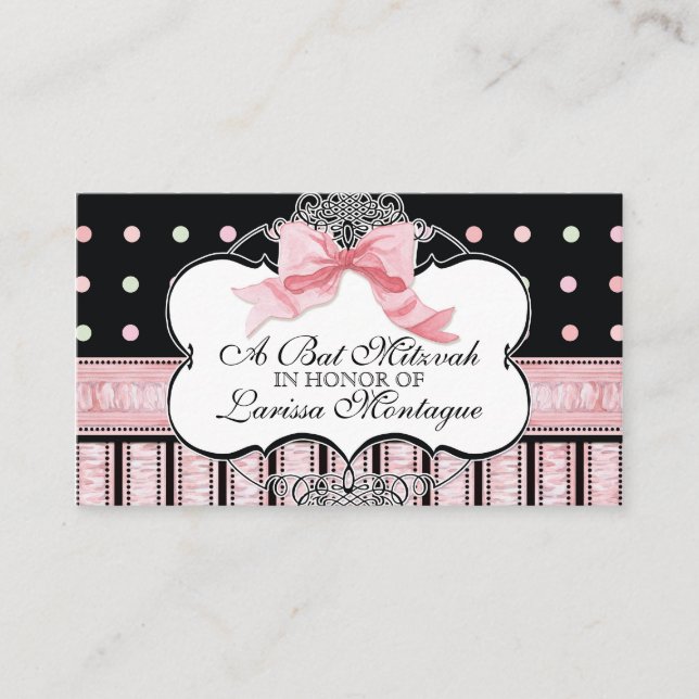 Invitación a Bat Mitzvah - Bow Dot Swirl (Anverso)