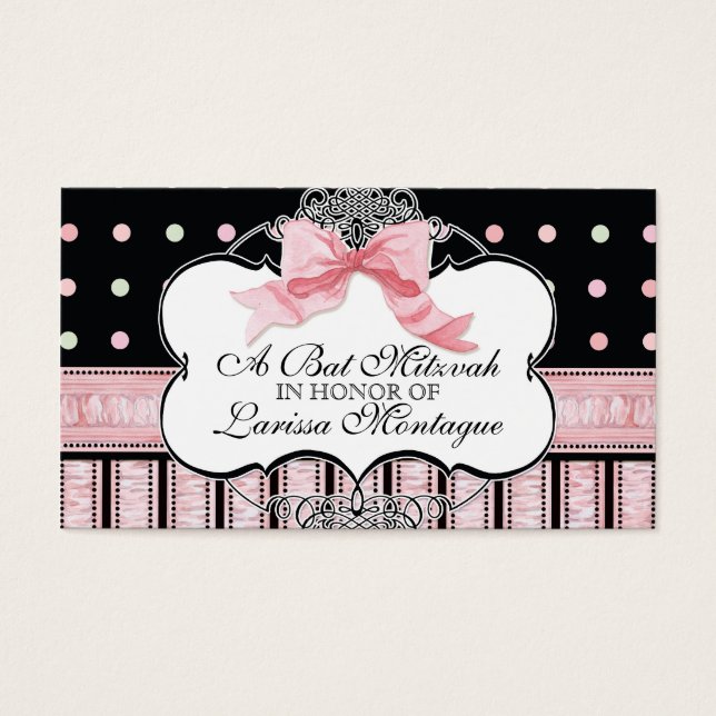 Invitación a Bat Mitzvah - Bow Dot Swirl (Frente)