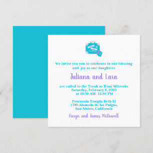Invitación a Bat Mitzvah con temas de viajes