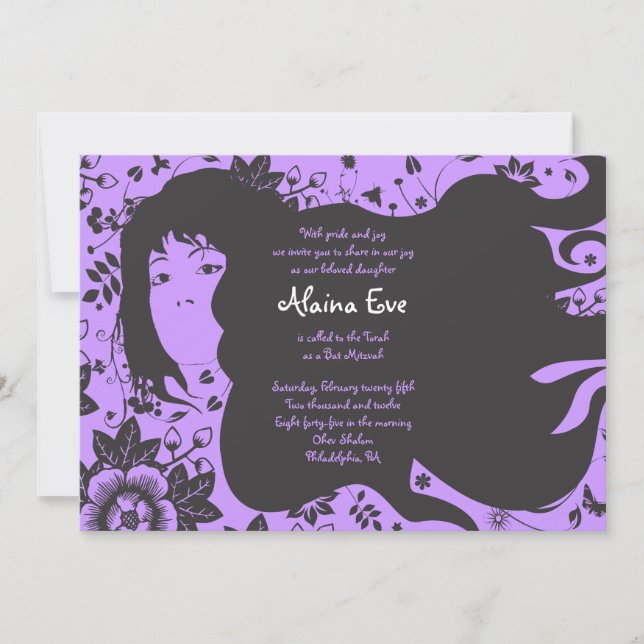 Invitación a Bat Mitzvah de Flower Girl Bar (Anverso)