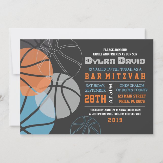 Invitación a Bat Mitzvah de Guay BASKETBALL Bar (Anverso)