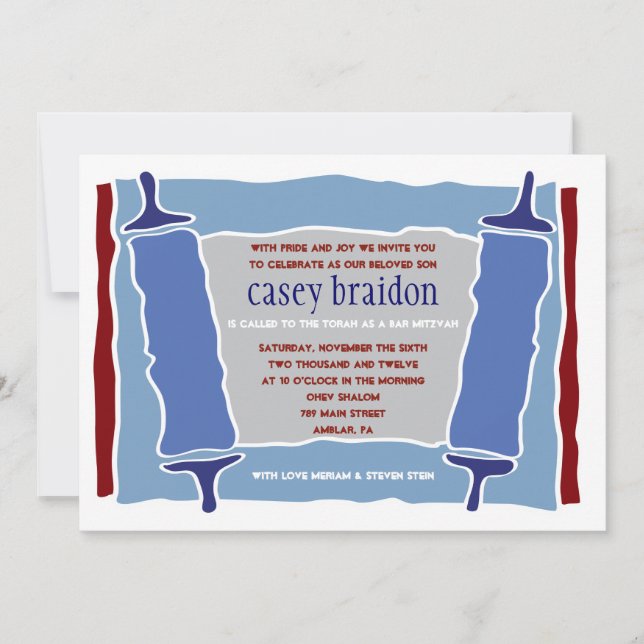 Invitación a Bat Mitzvah de Guay TORAH (Anverso)