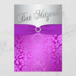 Invitación a Bat Mitzvah de plata y morado