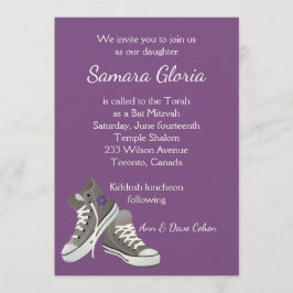 Invitación a Bat Mitzvah de Purple Sneakers