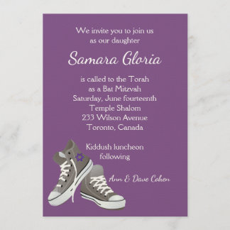 Invitación a Bat Mitzvah de Purple Sneakers