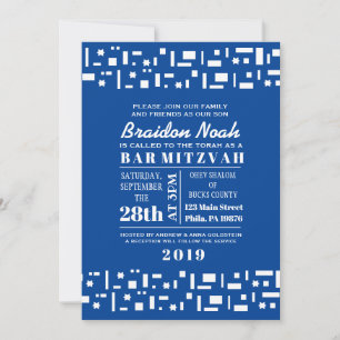 Invitación a Bat Mitzvah de STAR WALL Bar en azul