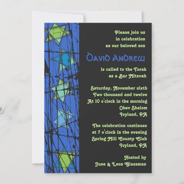 Invitación a Bat Mitzvah de Stars Bar (Anverso)