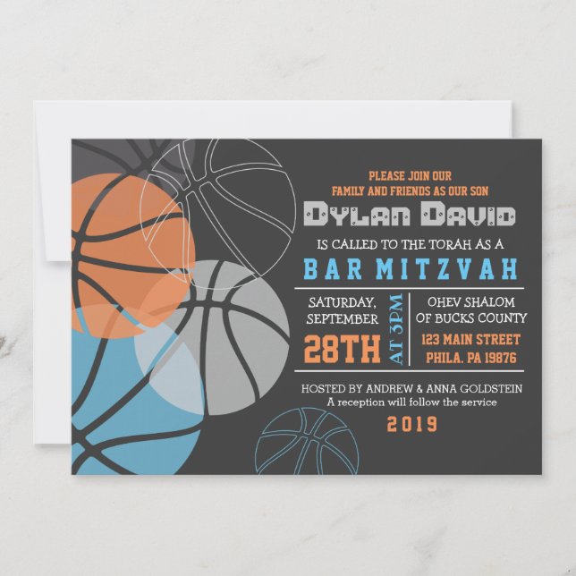 Invitación a Bat Mitzvah del bar BASKETBALL de GUA (Anverso)