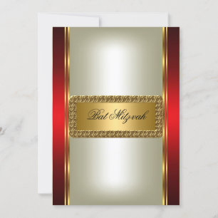 Invitación a Bat Mitzvah dorada y roja