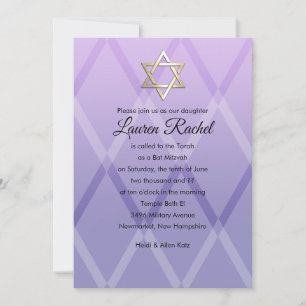 Invitación a Bat Mitzvah Harlequin Purple Lavender