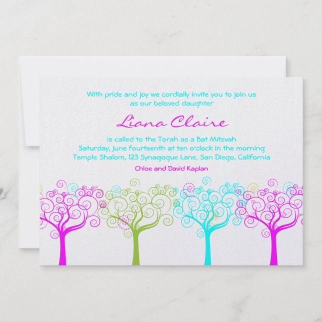 Invitación a Bat Mitzvah Liana Claire Shimmery (Anverso)