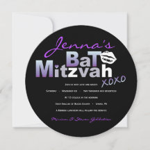 Invitación a Bat Mitzvah Murciélago Morado de AMOR