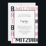 Invitación a Bat Mitzvah Negro y Rosa<br><div class="desc">Invitación a Bat Mitzvah en rosa y negro. Consulte los artículos que coinciden disponibles en la tienda. *Sudadera *Botella de agua *Truckerhat *Bolsa de té *Toalla *Mug</div>