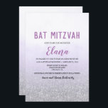Invitación a Bat Mitzvah Ombre Lavender<br><div class="desc">Invitación del Purpurina Bat Mitzvah Ombre Lavender Watercolor Faux Silver</div>