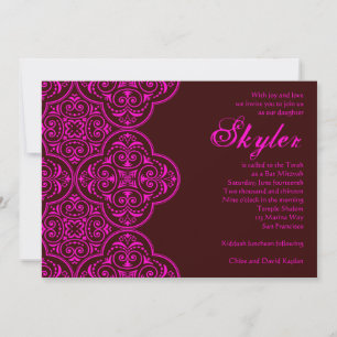 Invitación a Bat Mitzvah Pintura rosa Skyler Brown