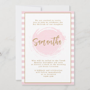 Invitación a Bat Mitzvah Rosa y Dorado