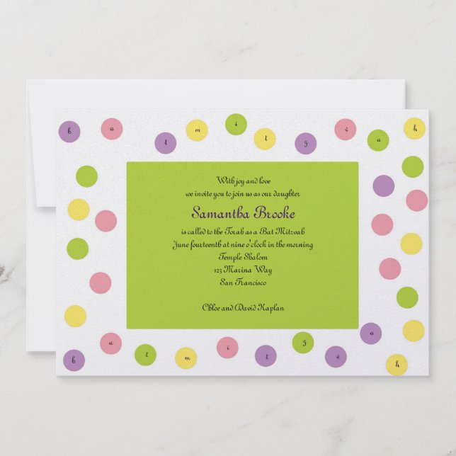 Invitación a Bat Mitzvah Samantha Brooke Hebreo (Anverso)