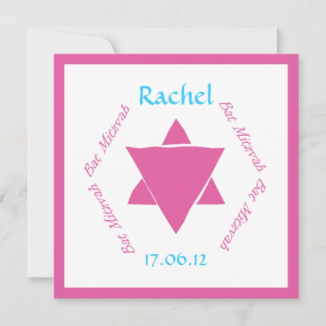 Invitación a Bat Mitzvah Star of David, personaliz (Anverso)