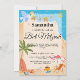 Invitación a Bat mitzvah: Tema de playa, QR