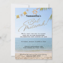 Invitación a Bat mitzvah: Tema de playa, QR
