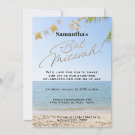 Invitación a Bat mitzvah: Tema de playa, QR