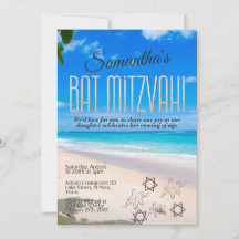 Invitación a Bat mitzvah: Tema de playa, QR