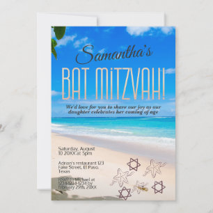 Invitación a Bat mitzvah: Tema de playa, QR