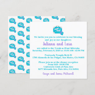Invitación a Bat Mitzvah, tema de viajes